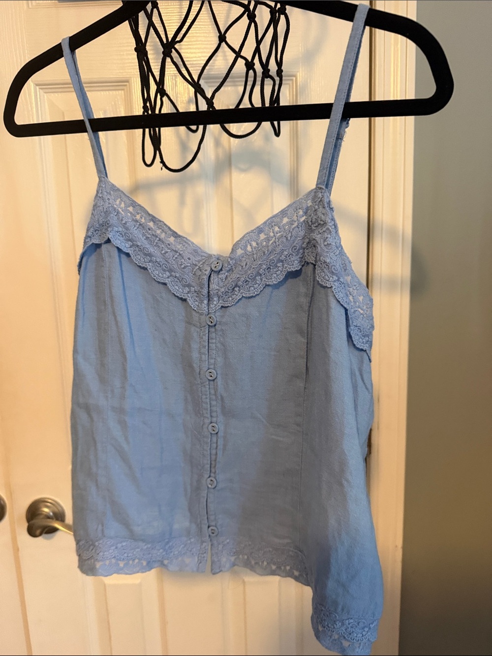 Light Blue Lace-Trim Camisole Top